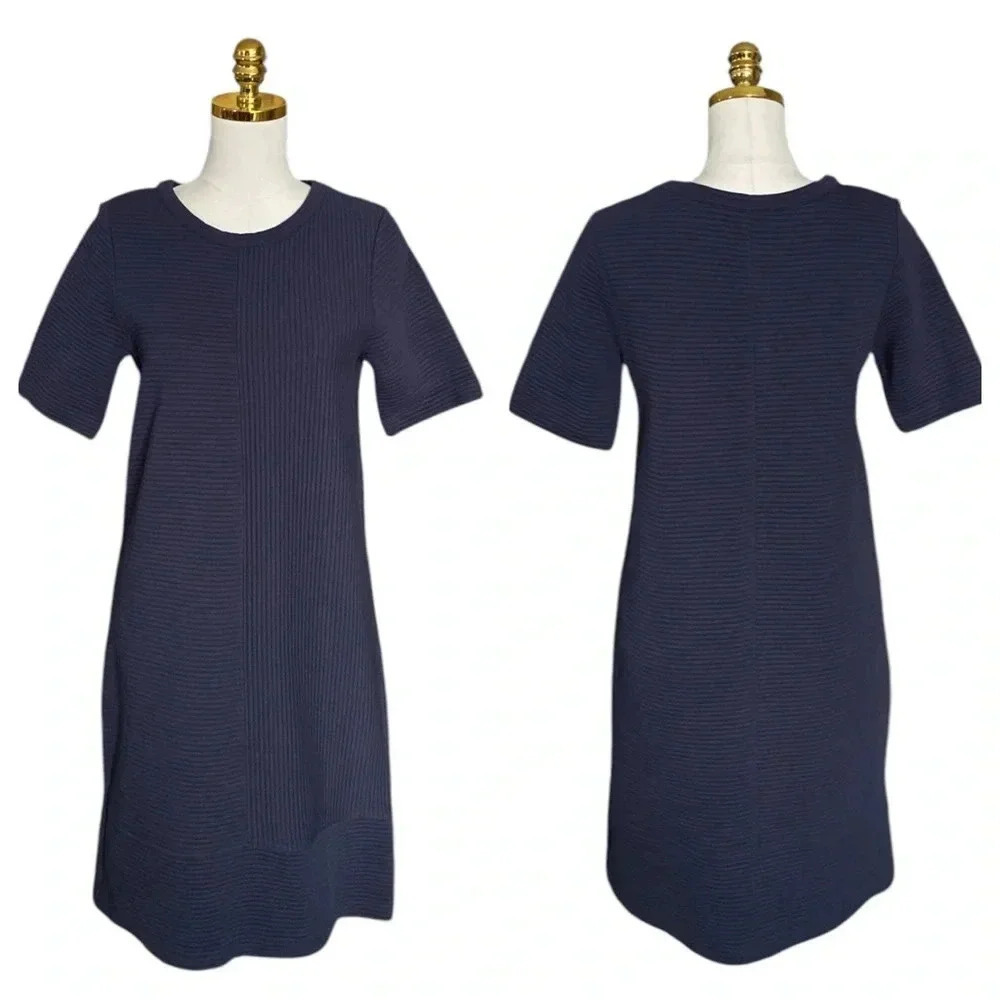 BODEN | Women’s Navy Blue Hattie Textured Ribbed Shift Dress Size 8 - Picture 6 of 10
